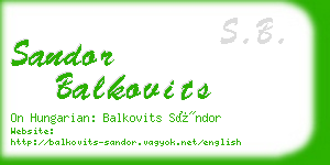 sandor balkovits business card